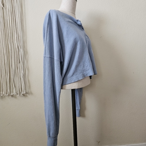 Aeropostale Long Sleeve Waffle-Knit Cropped Sleep Henley M - Picture 4 of 11